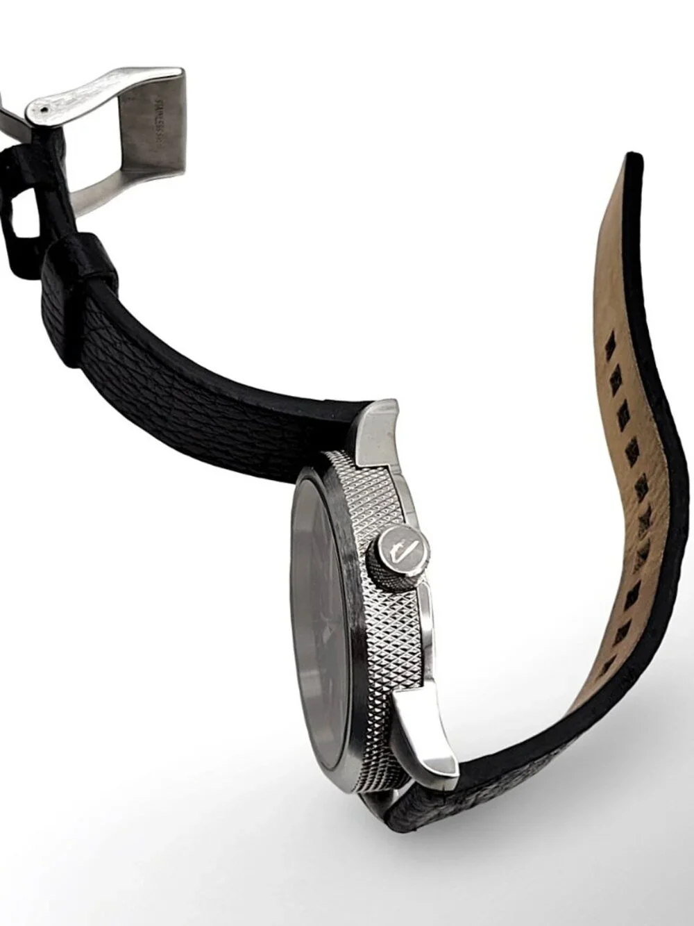 Diesel Rasp DZ1766 Men’s Black Leather Oversized Watch